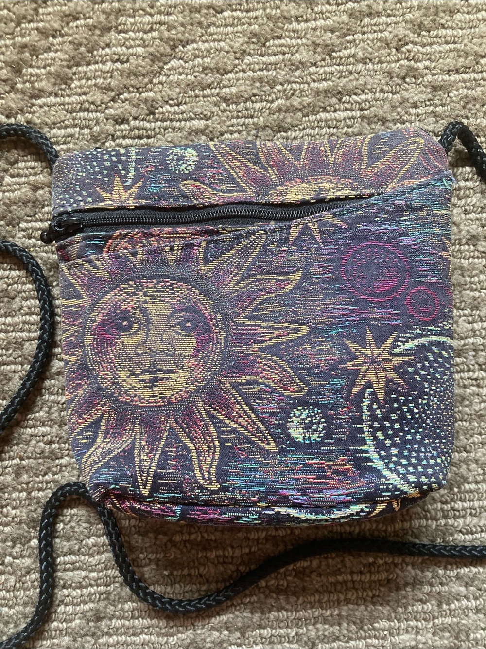Celestial Whimsigoth Tapestry Crossbody Braided Strap Sun and moon Wild West